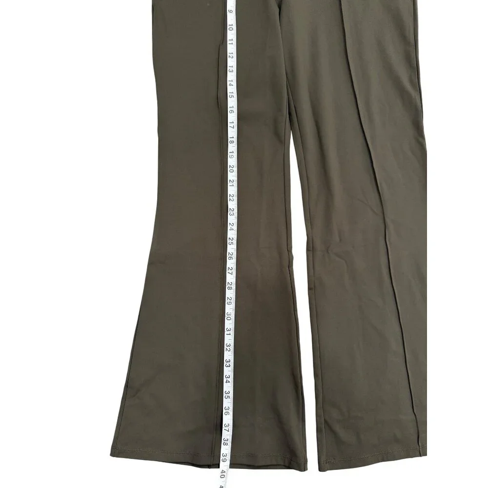 Halara Womens High-Waisted Flare Pants With Belt Olive Green Size L NEW - Picture 6 of 7